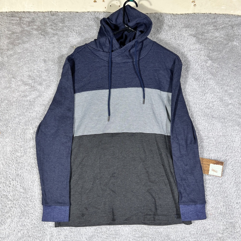 Hudson & Barrow Hoodie Mens Medium Navy Colorblock Waffle Thermal HB-1069T222